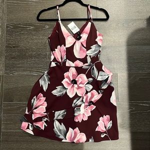 Speechless Floral Burgundy Dress